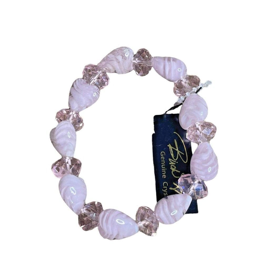 Nwt Birch Hill Pink Bracelet Stretch Genuine Crystal Heart-Shaped
